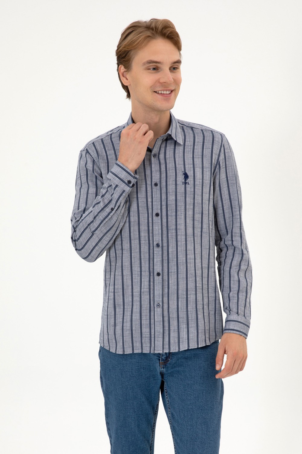 U.S. Polo Assn. Erkek Lacivert Uzun Kollu Gömlek 50316563-VR033 görsel 3