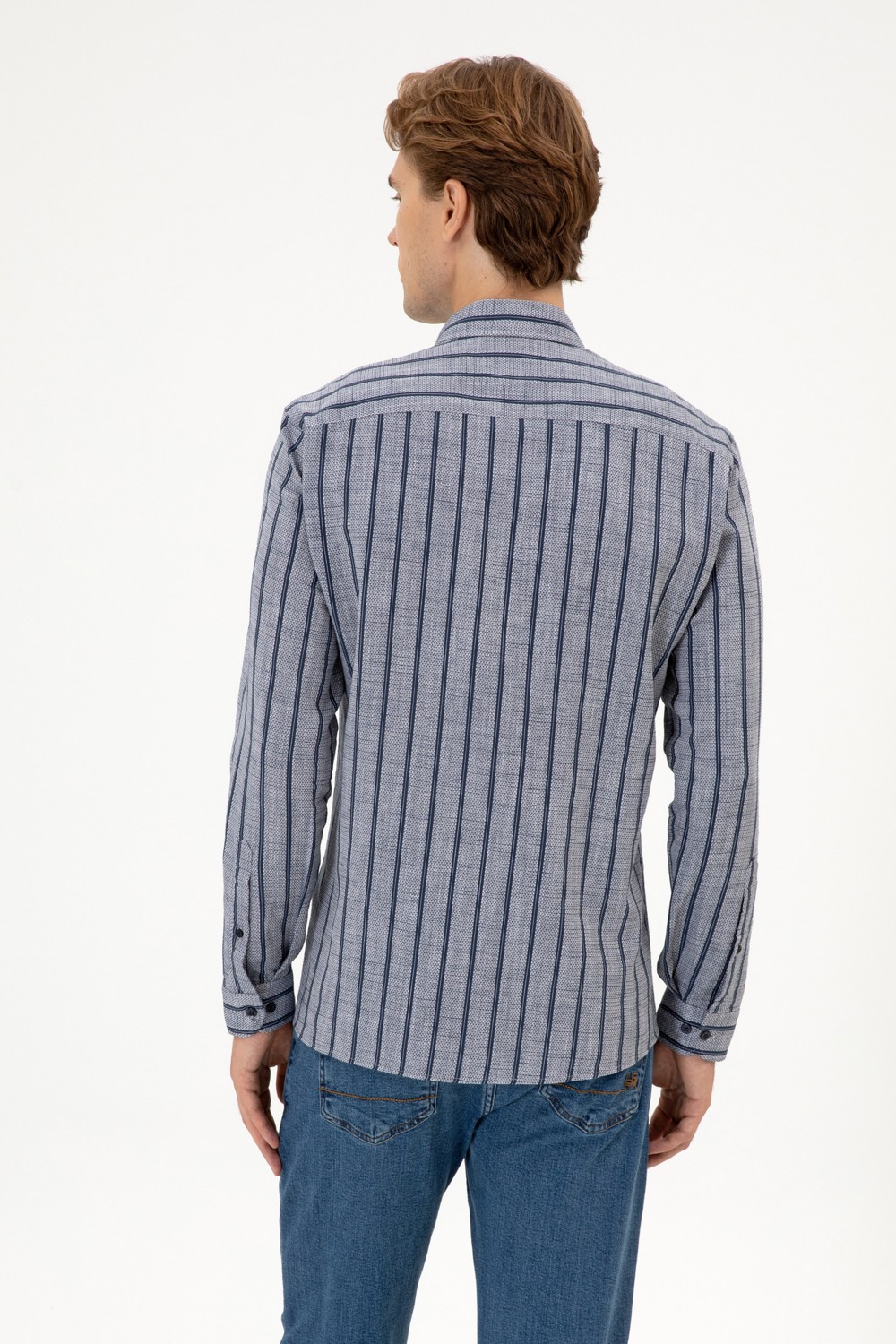 U.S. Polo Assn. Erkek Lacivert Uzun Kollu Gömlek 50316563-VR033 görsel 5