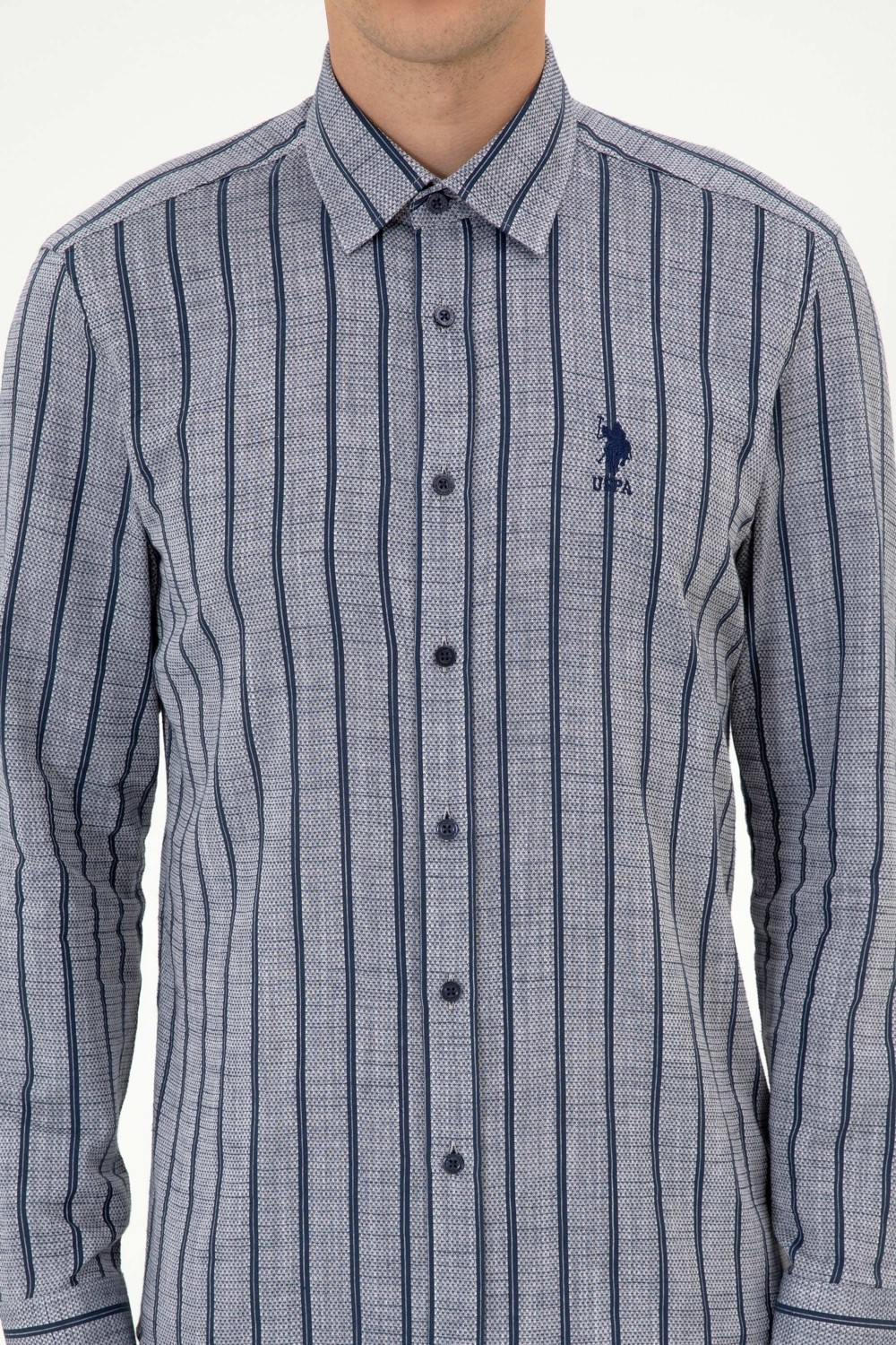 U.S. Polo Assn. Erkek Lacivert Uzun Kollu Gömlek 50316563-VR033 görsel 6