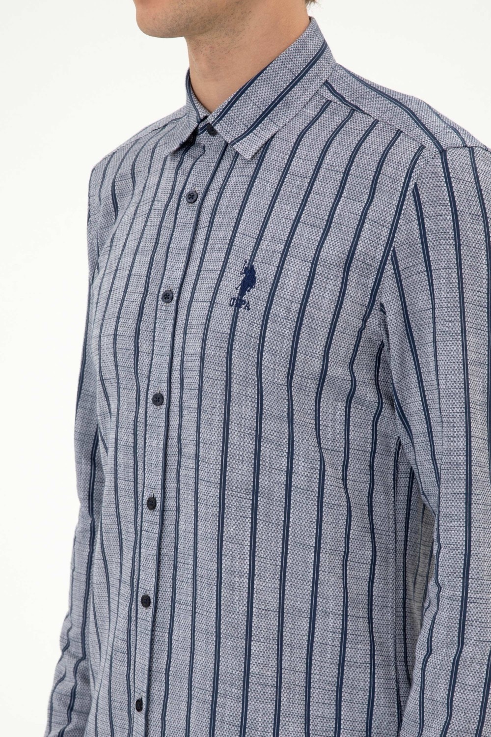 U.S. Polo Assn. Erkek Lacivert Uzun Kollu Gömlek 50316563-VR033 görsel 7