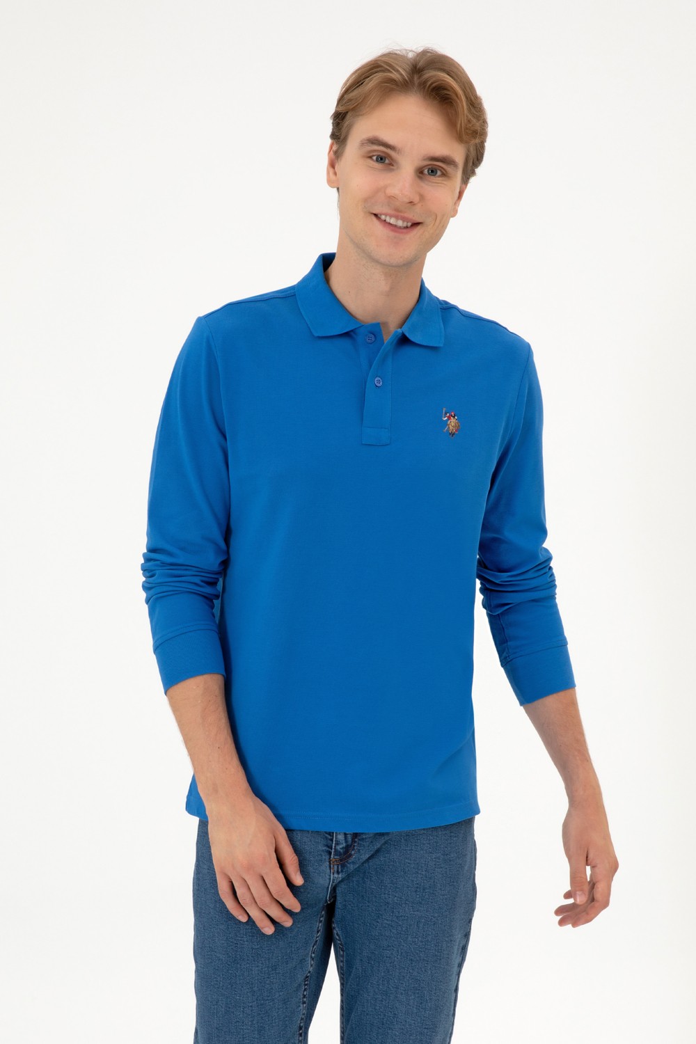 U.S. Polo Assn. Erkek Regular Fit Polo Yaka Siyah Basic Sweatshirt 50313772-VR046