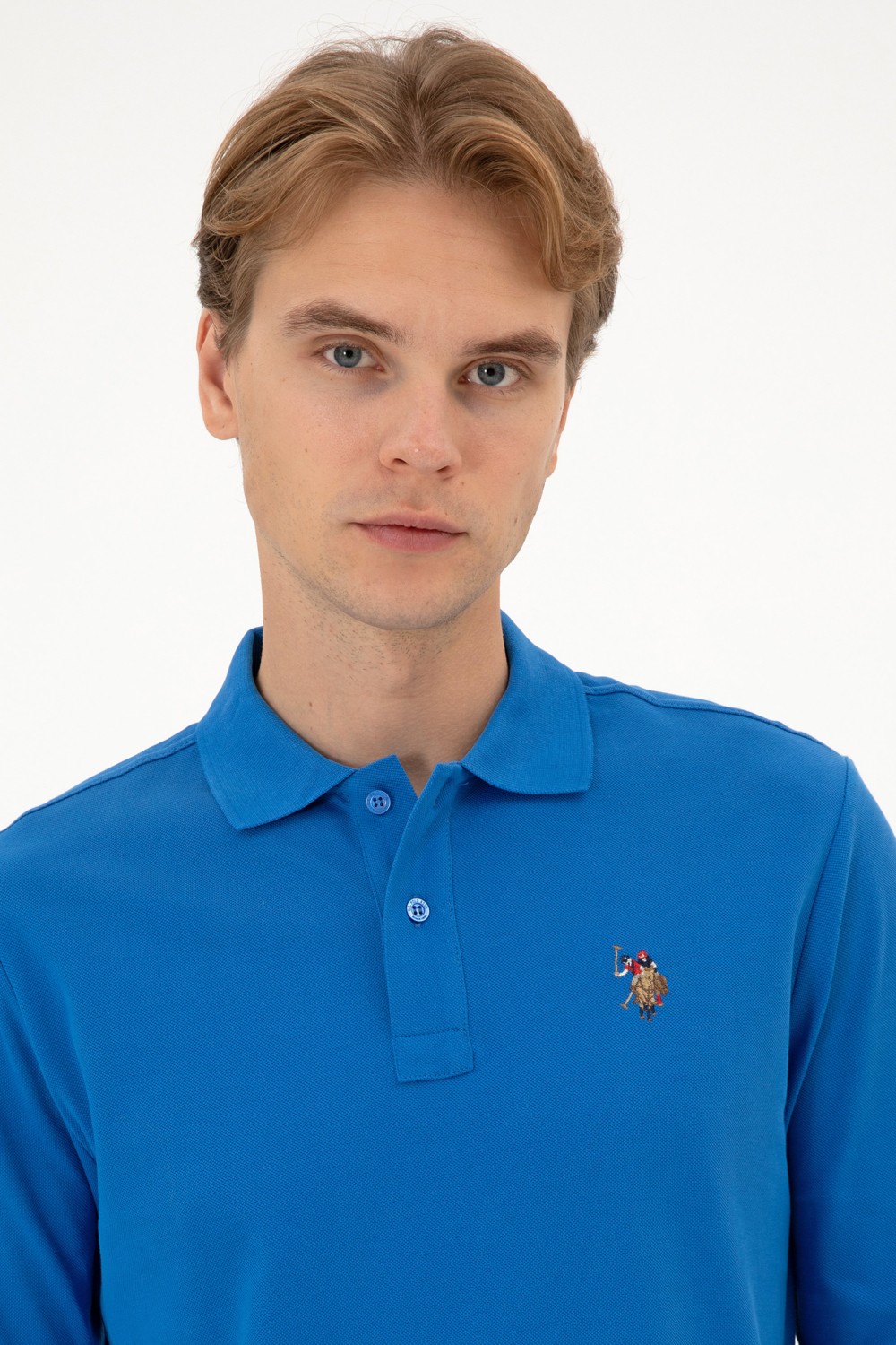 U.S. Polo Assn. Erkek Regular Fit Polo Yaka Siyah Basic Sweatshirt 50313772-VR046 görsel 2