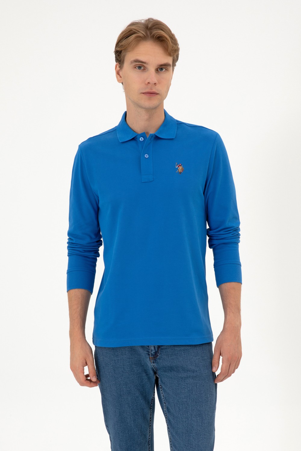 U.S. Polo Assn. Erkek Regular Fit Polo Yaka Siyah Basic Sweatshirt 50313772-VR046 görsel 3