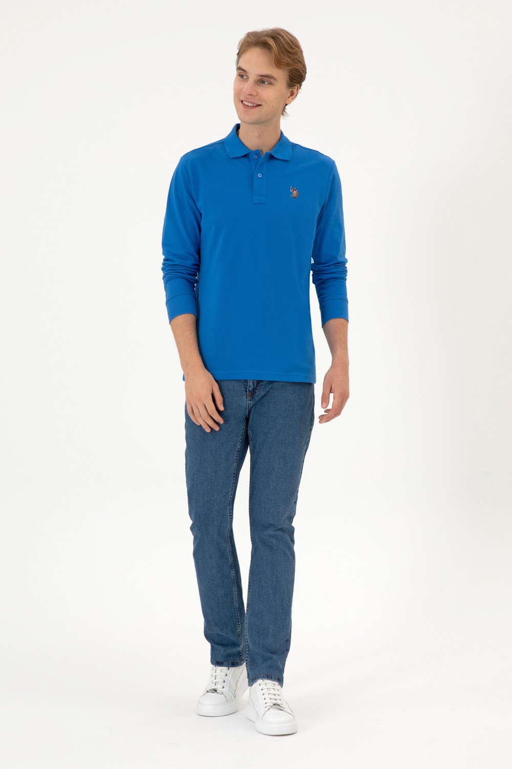 U.S. Polo Assn. Erkek Regular Fit Polo Yaka Siyah Basic Sweatshirt 50313772-VR046 görsel 4