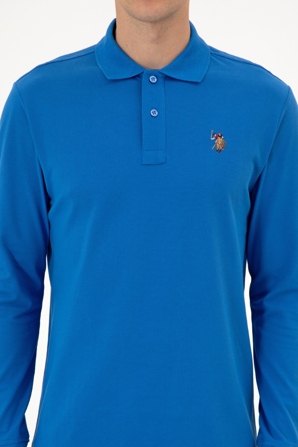 U.S. Polo Assn. Erkek Regular Fit Polo Yaka Siyah Basic Sweatshirt 50313772-VR046 görsel 6