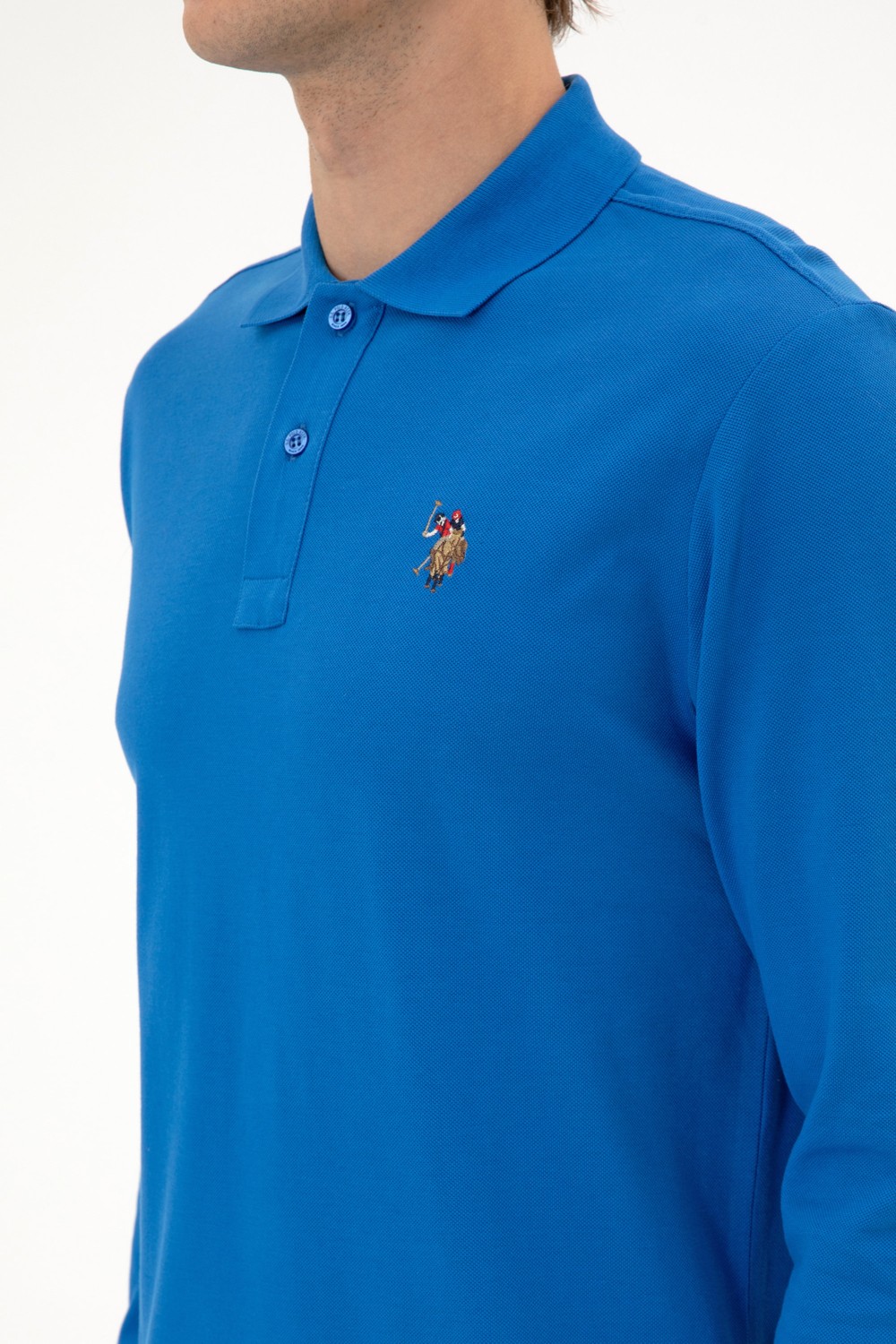 U.S. Polo Assn. Erkek Regular Fit Polo Yaka Siyah Basic Sweatshirt 50313772-VR046 görsel 7