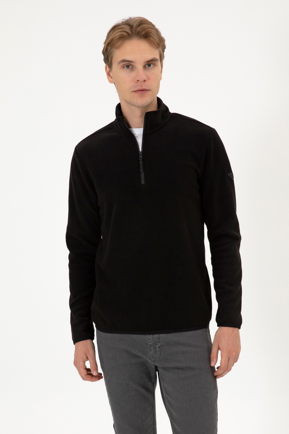 U.S. Polo Assn. Erkek Regular Fit Lacivert Polar Yarım Fermuarlı Basic Sweatshirt 50313777-VR033