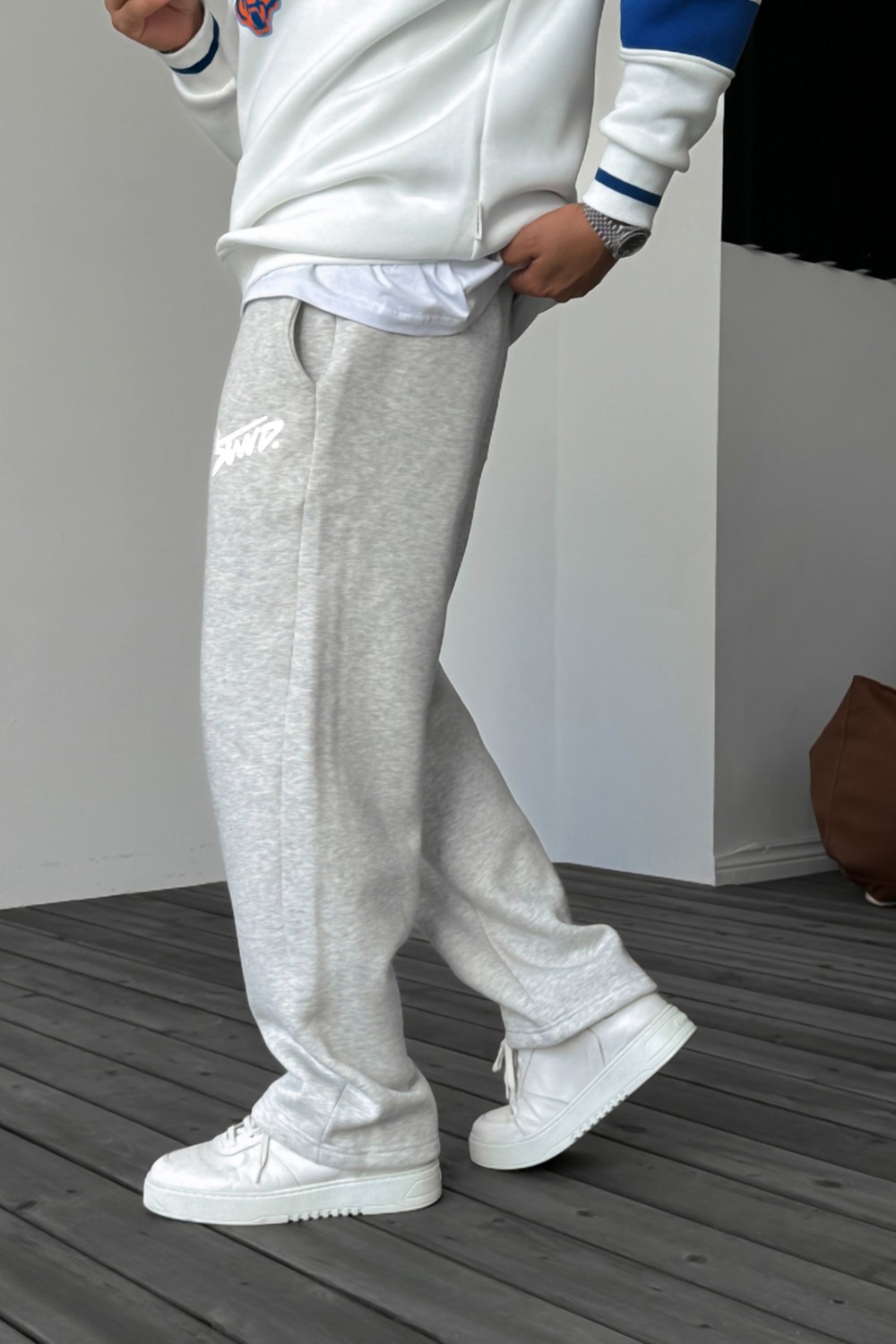 The Rule Stwd Baskılı Baggy Siyah Yazlık 3 Iplik Bol Kesim Düz Paça Mevsimlik Eşofman Altı RF0541 görsel 3