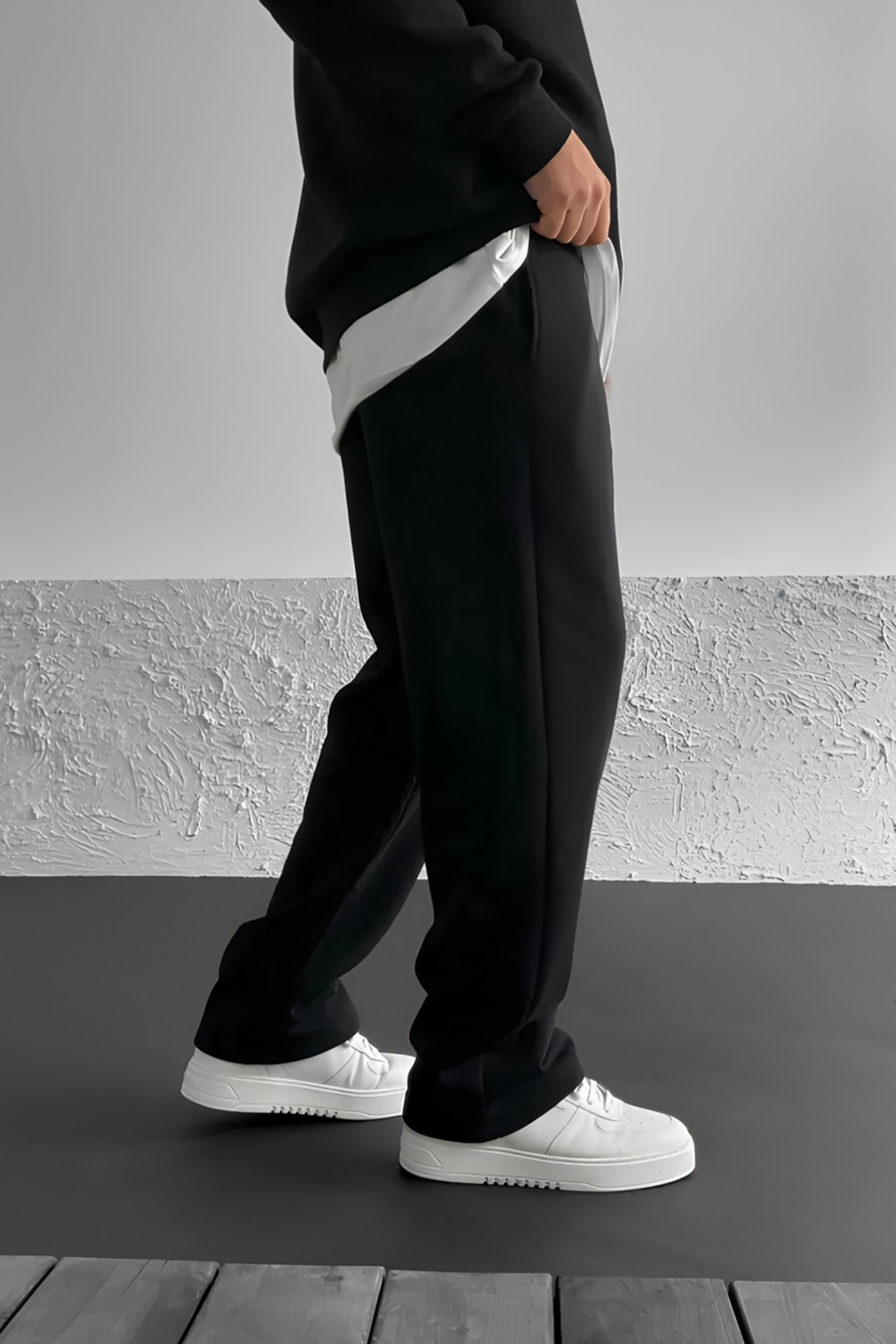 The Rule Stüssy Baskılı Baggy Siyah Yazlık 3 Iplik Bol Kesim Düz Paça Mevsimlik Eşofman Altı RF0510 görsel 3