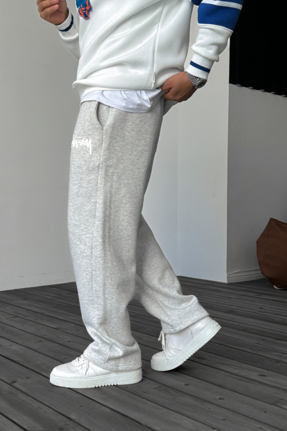 The Rule Stüssy Baskılı Baggy Siyah Yazlık 3 Iplik Bol Kesim Düz Paça Mevsimlik Eşofman Altı RF0510 görsel 7