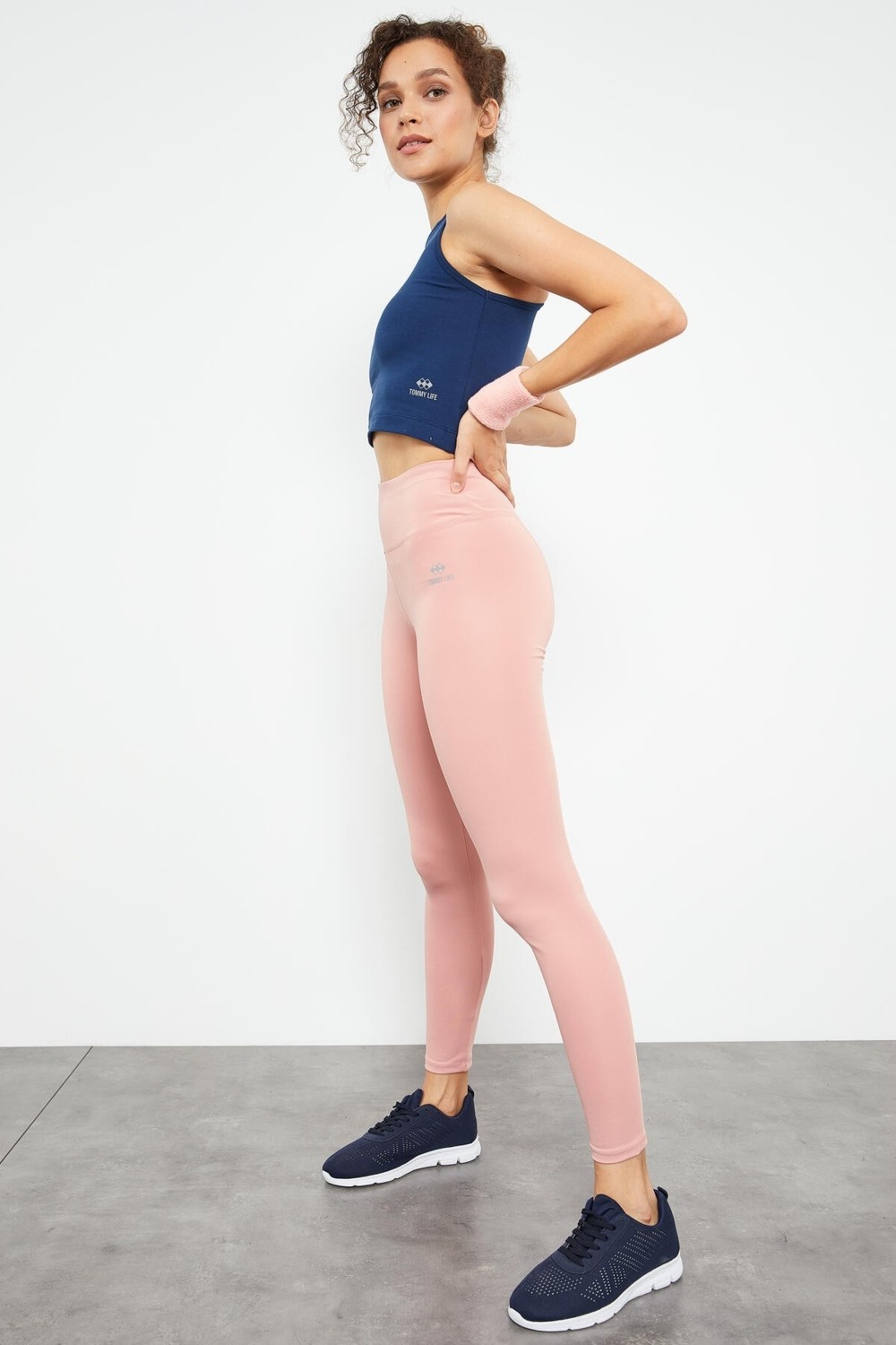 Tommy Life Pudra Yüksek Bel Streç Slim Fit Dar Paça Kadın Tayt - 94545 görsel 5