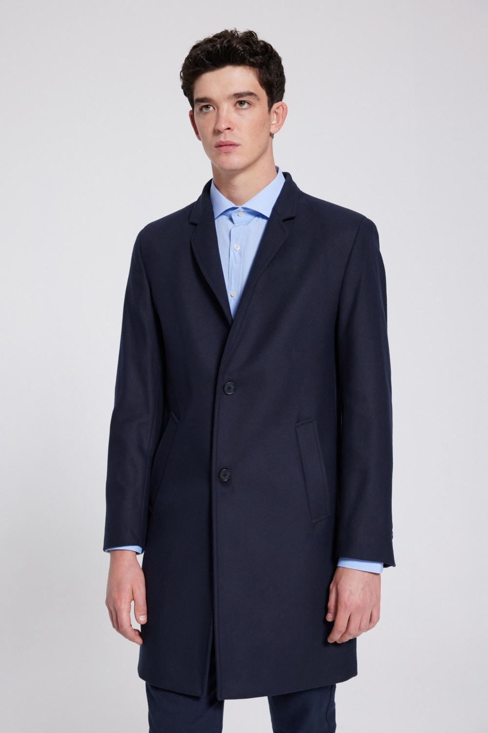 TWN Slim Fit Lacivert Düz Tek Yırtmaçlı Viskonlu Palto görsel 6