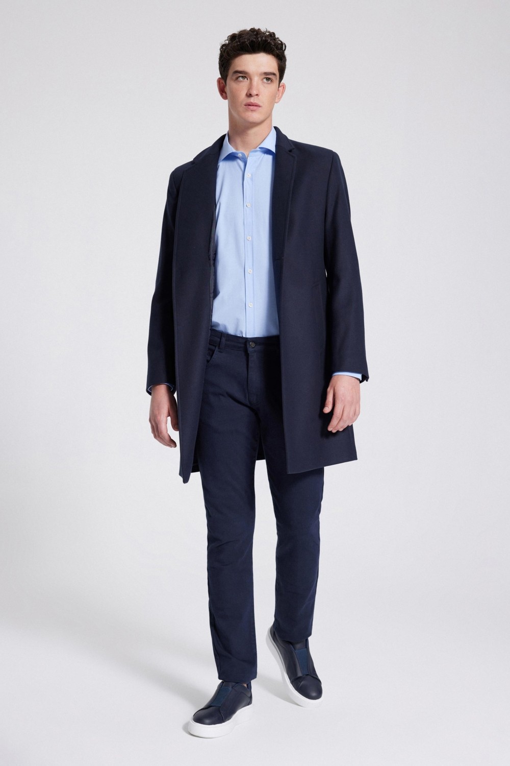 TWN Slim Fit Lacivert Düz Tek Yırtmaçlı Viskonlu Palto görsel 8