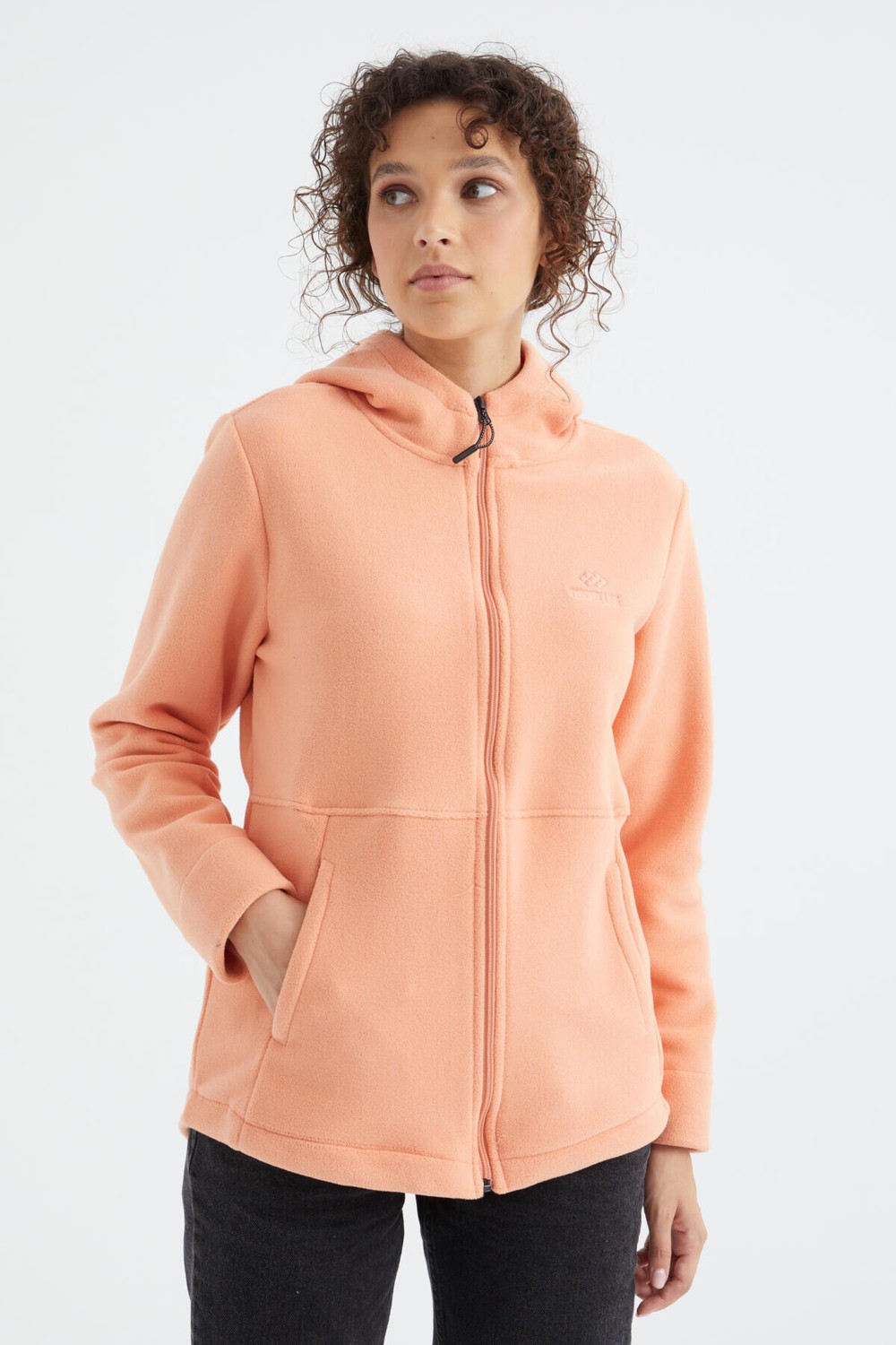 Tommy Life Fiesta Kapüşonlu Fermuarlı Rahat Form Kadın Polar Sweatshirt - 97233