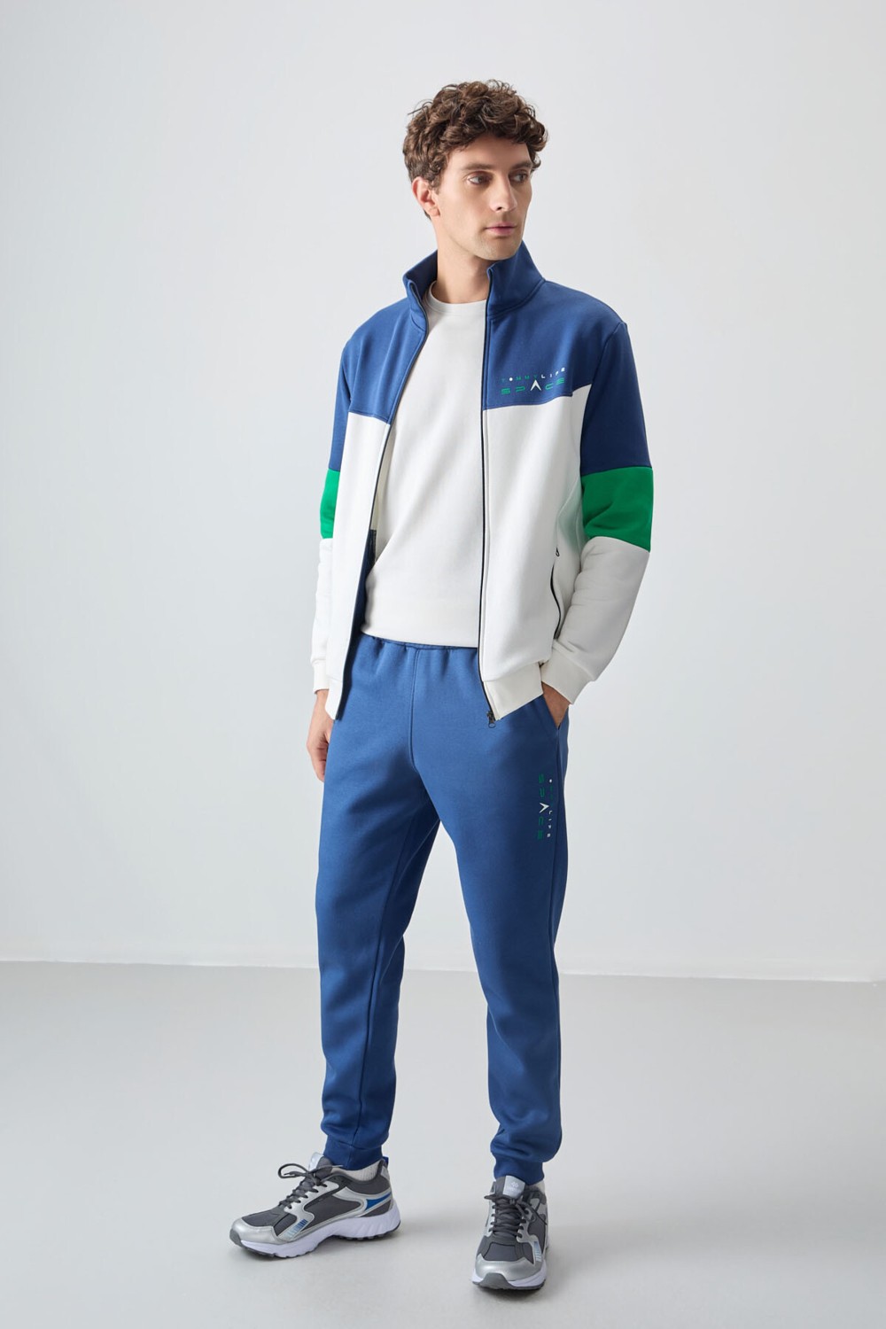 Tommy Life Siyah Dik Yaka Renk Geçişli İçi Polarlı Erkek Eşofman Takımı - 85186