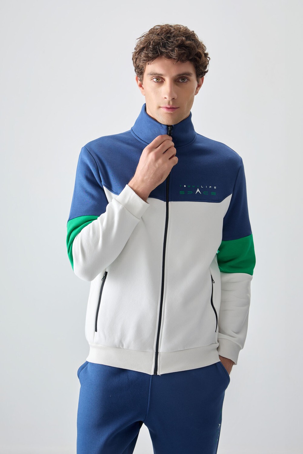 Tommy Life Siyah Dik Yaka Renk Geçişli İçi Polarlı Erkek Eşofman Takımı - 85186 görsel 2