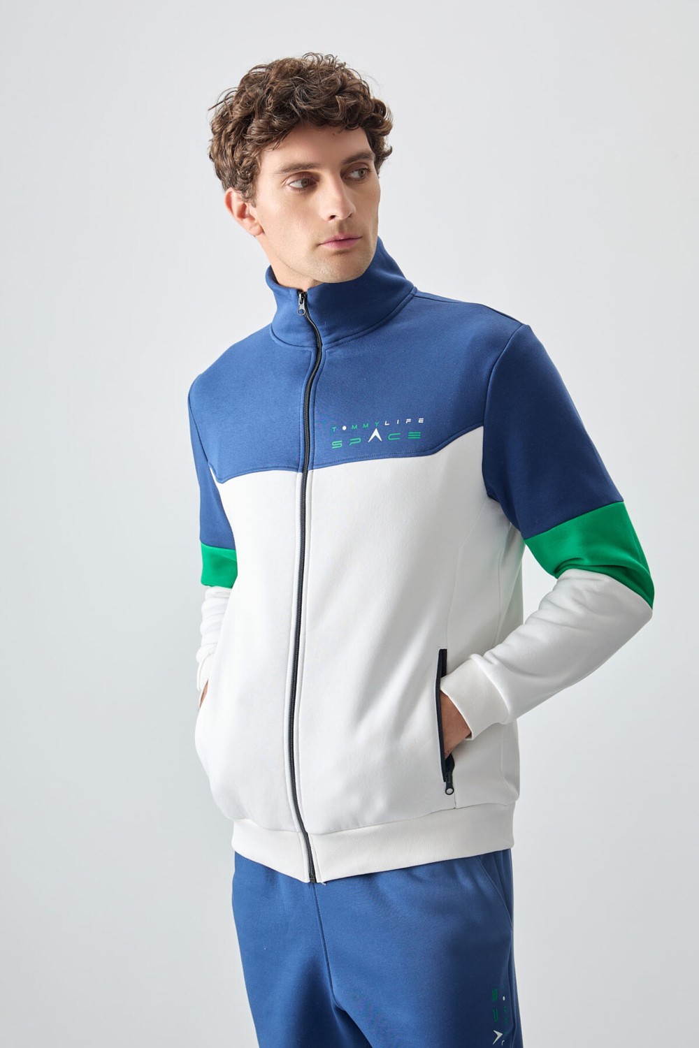 Tommy Life Siyah Dik Yaka Renk Geçişli İçi Polarlı Erkek Eşofman Takımı - 85186 görsel 5
