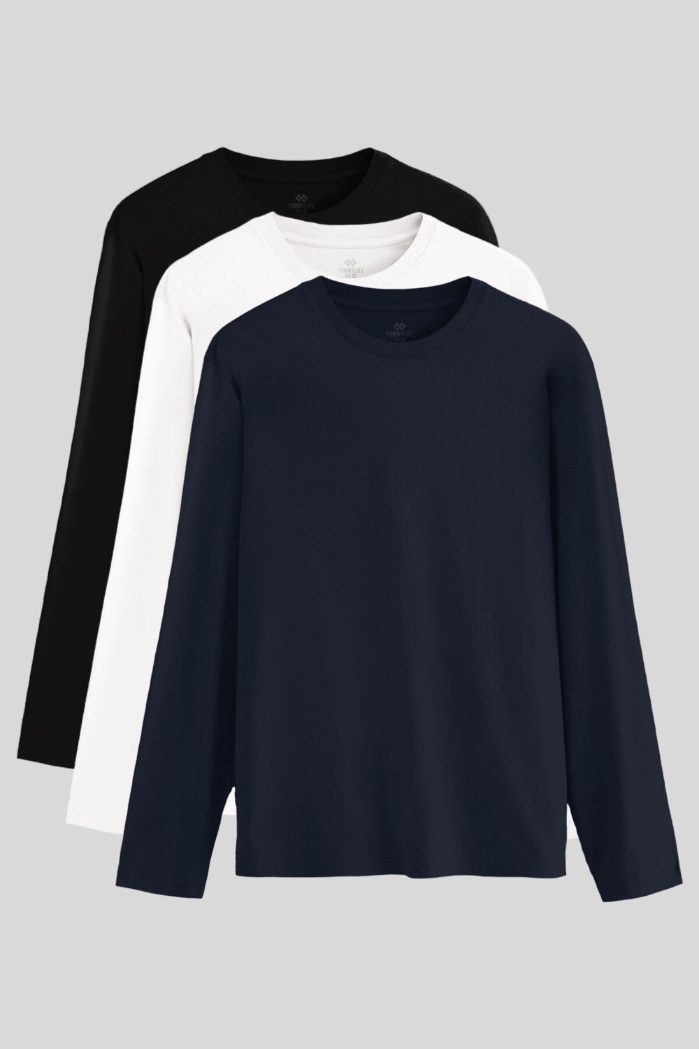 Tommy Life Standart Fit Basic O Yaka 3lü Paket Siyah-Beyaz-Lacivert Erkek T-Shirt 87997