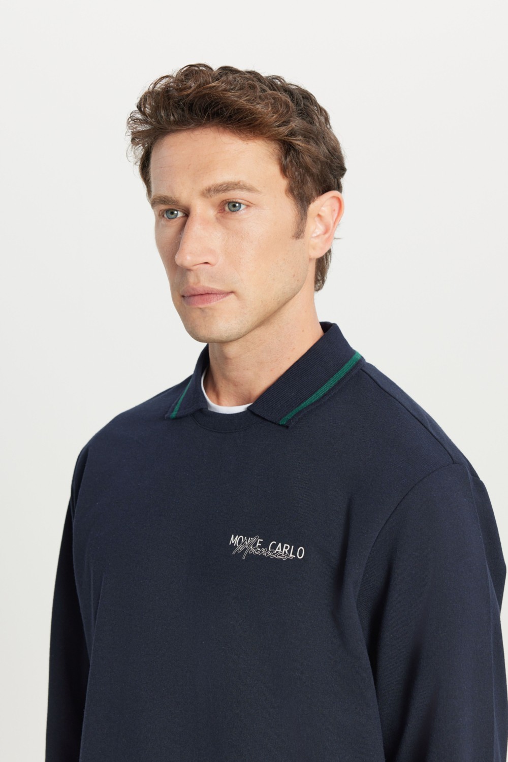 Altınyıldız Classics Erkek Lacivert 2 İplik Pamuklu Standart Fit Normal Kesim Polo Yaka Sweatshirt görsel 4