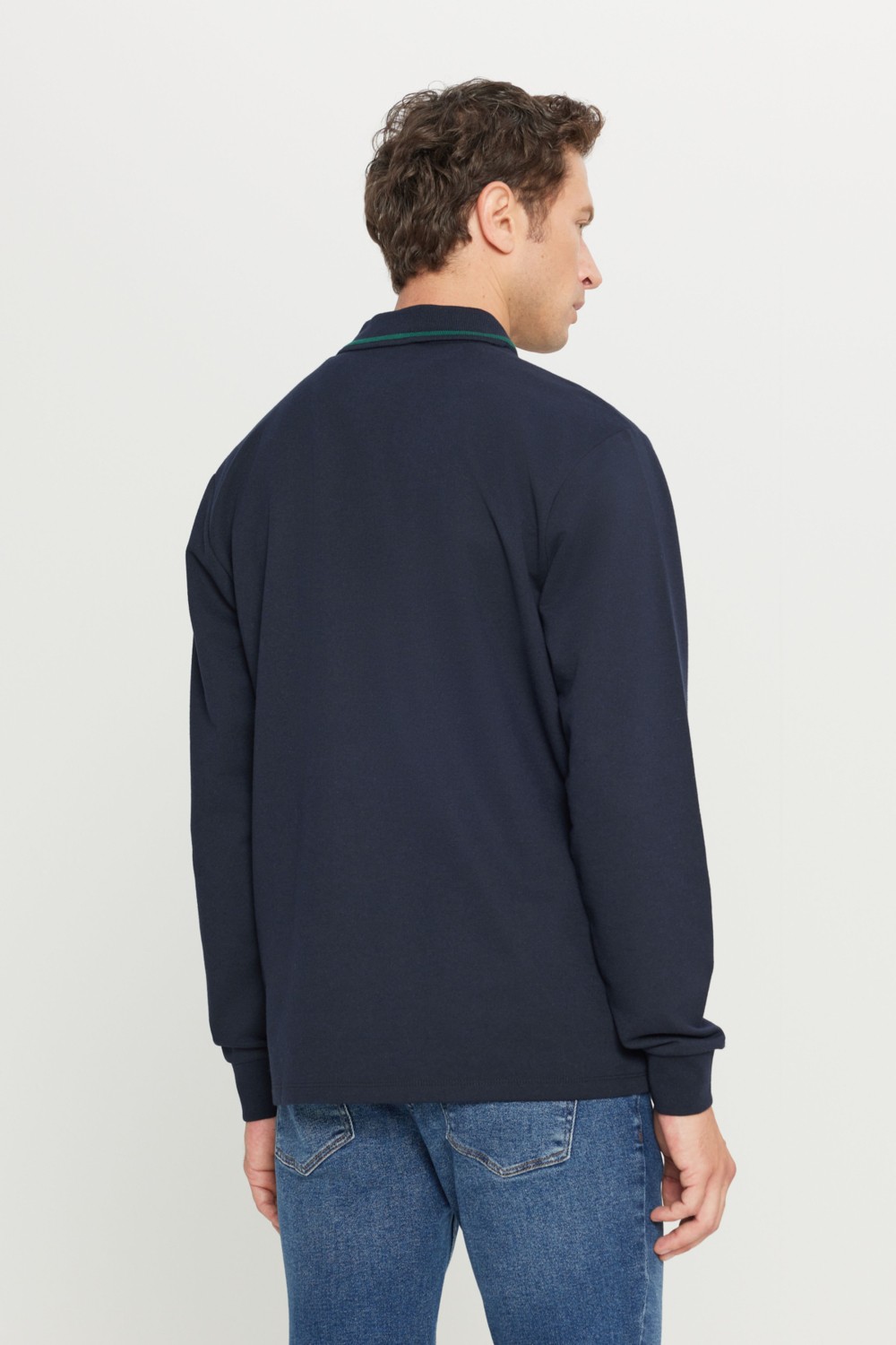Altınyıldız Classics Erkek Lacivert 2 İplik Pamuklu Standart Fit Normal Kesim Polo Yaka Sweatshirt görsel 5