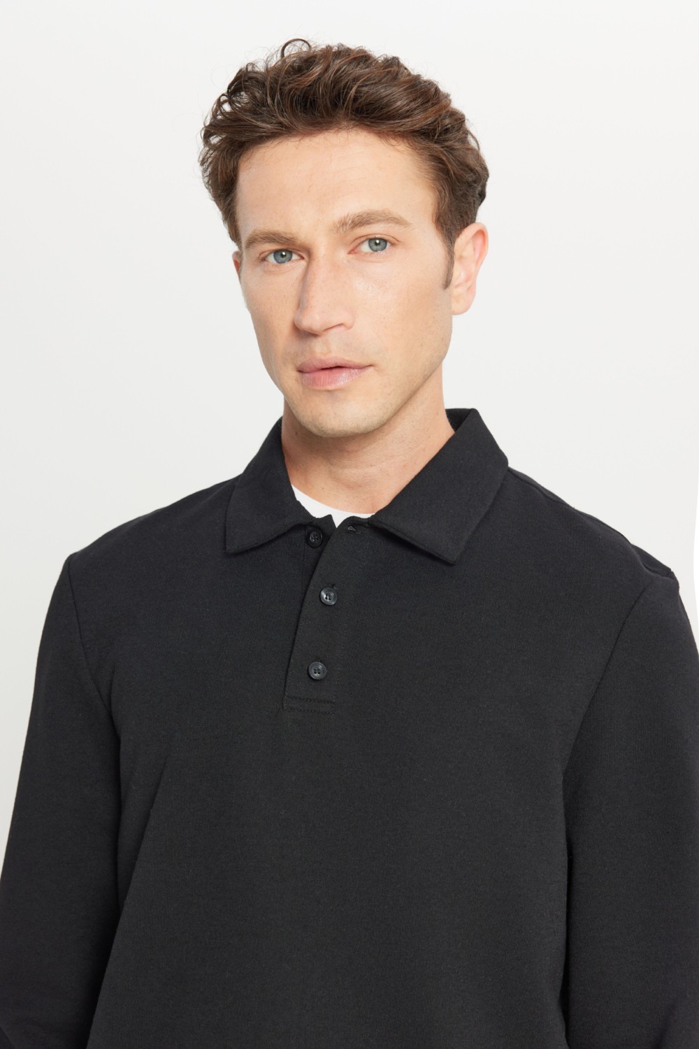 Altınyıldız Classics Erkek Siyah 2 İplik Pamuklu Standart Fit Normal Kesim Polo Yaka Sweatshirt görsel 4