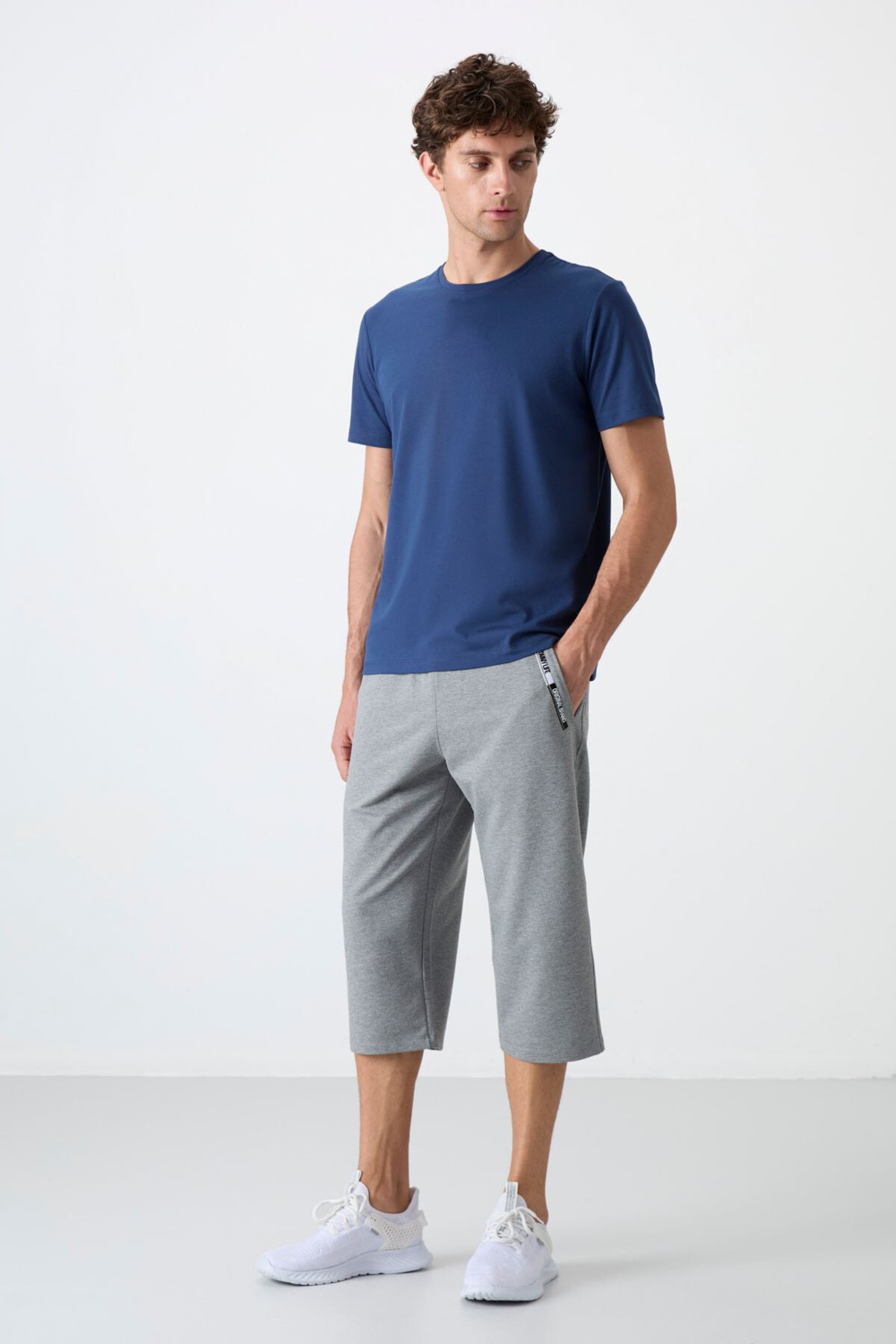 Tommy Life Gri Melanj Ön Cep Detaylı Standart Kalıp Klasik Paça Erkek Kapri - 83092 görsel 2