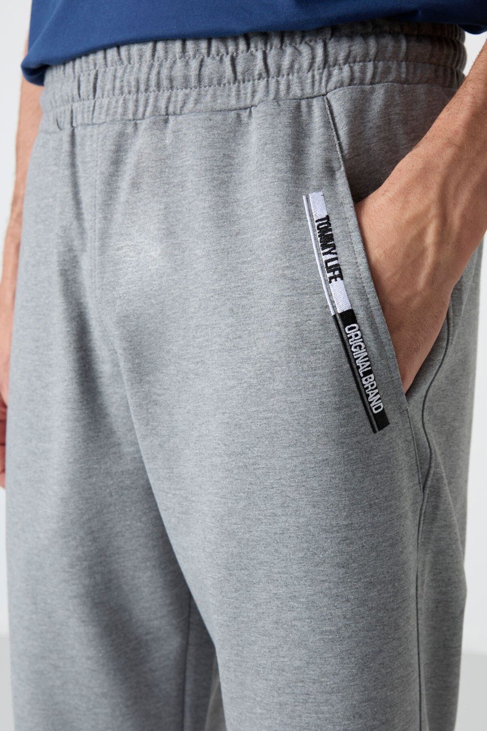 Tommy Life Gri Melanj Ön Cep Detaylı Standart Kalıp Klasik Paça Erkek Kapri - 83092 görsel 3