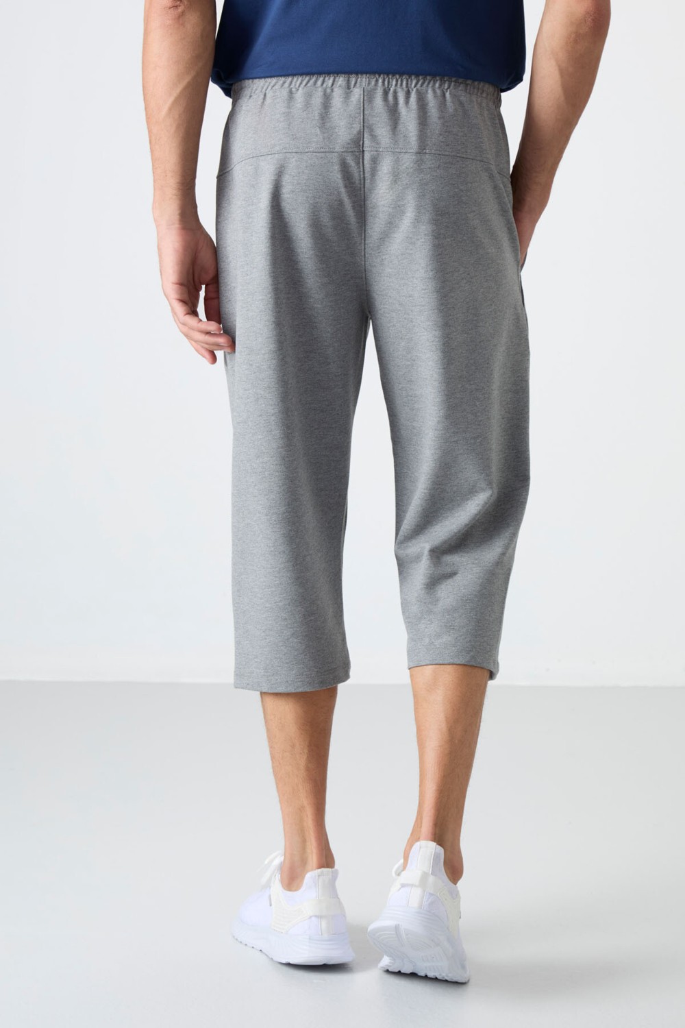 Tommy Life Gri Melanj Ön Cep Detaylı Standart Kalıp Klasik Paça Erkek Kapri - 83092 görsel 5