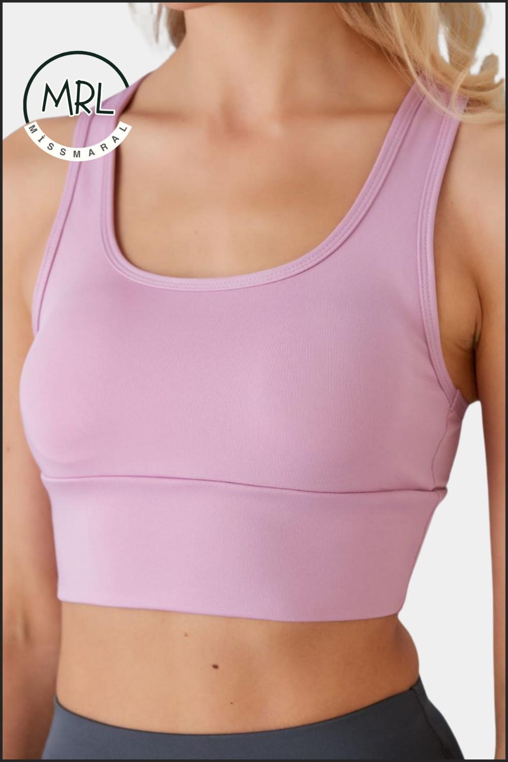 Miss Maral Kadın Siyah Spor Büstiyer Crop Halter Yaka Pedli Toparlayıcı Likralı Dalgıç Havuz Deniz Uygun görsel 3