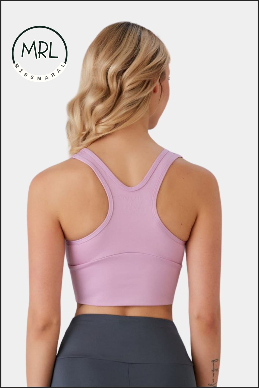 Miss Maral Kadın Siyah Spor Büstiyer Crop Halter Yaka Pedli Toparlayıcı Likralı Dalgıç Havuz Deniz Uygun görsel 5