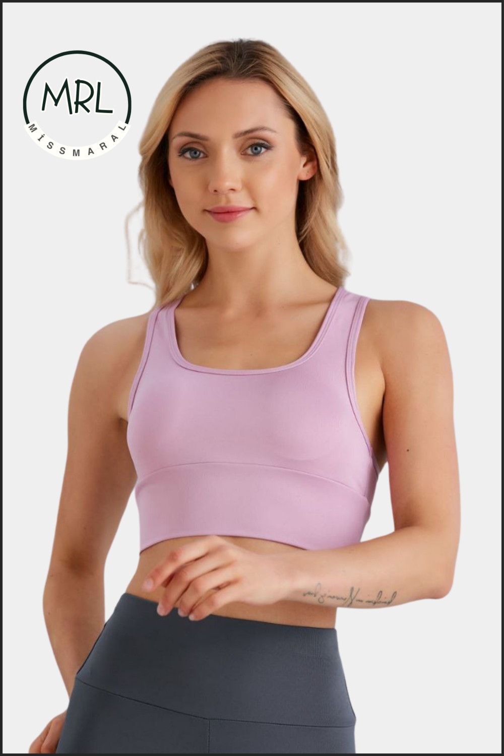 Miss Maral Kadın Siyah Spor Büstiyer Crop Halter Yaka Pedli Toparlayıcı Likralı Dalgıç Havuz Deniz Uygun görsel 6