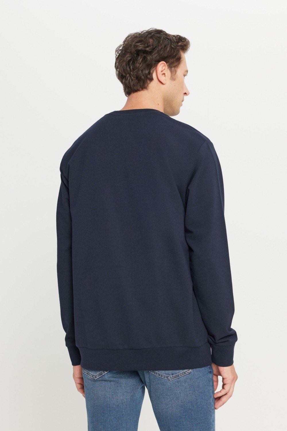 Altınyıldız Classics Erkek Siyah 2 İplik Pamuklu Standart Fit Normal Kesim Bisiklet Yaka Sweatshirt görsel 5