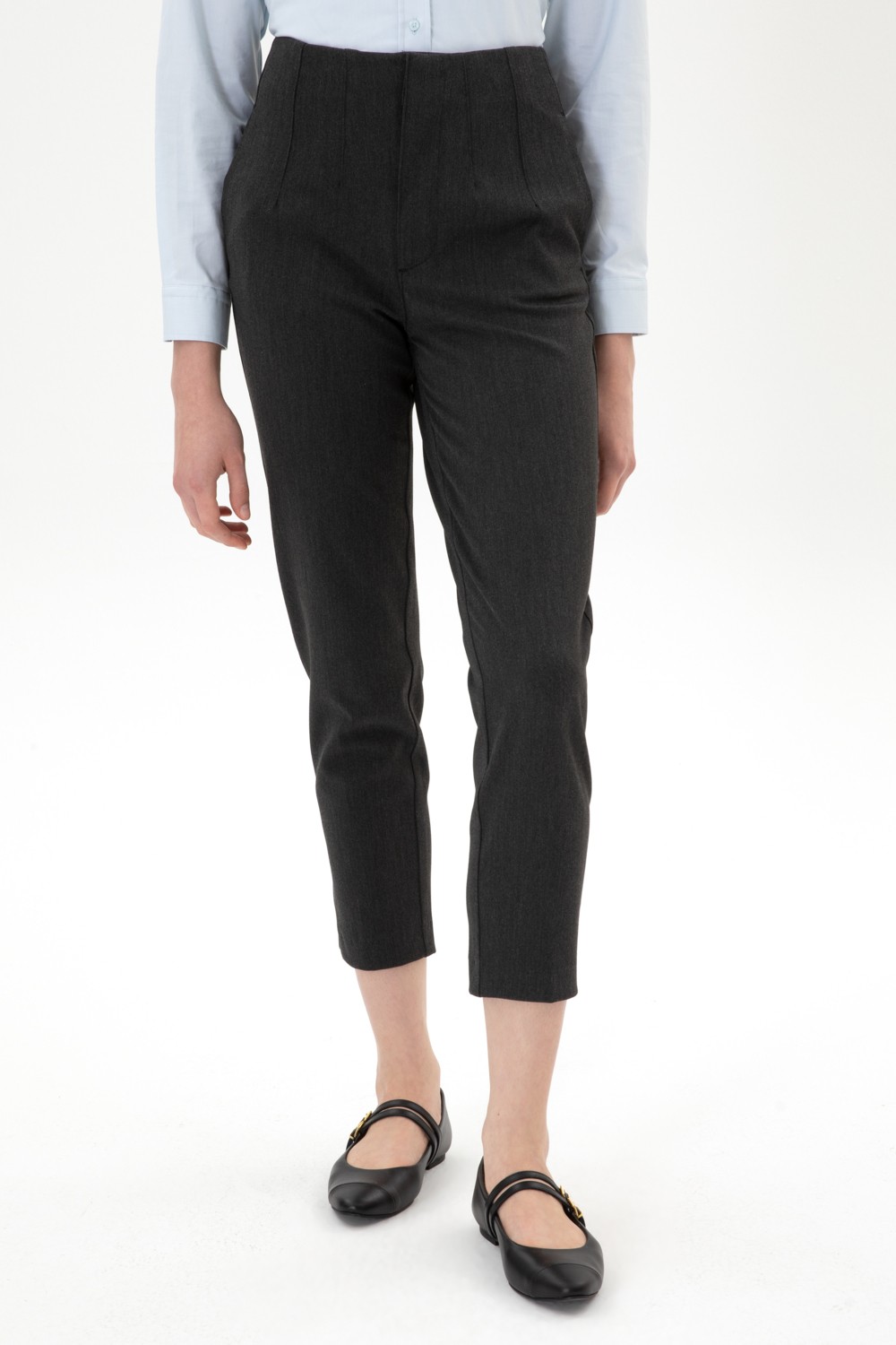 U.S. Polo Assn. Kadın Gri Carrot High Waist Fit Kanvas Pantolon 50318108-VR024 görsel 2