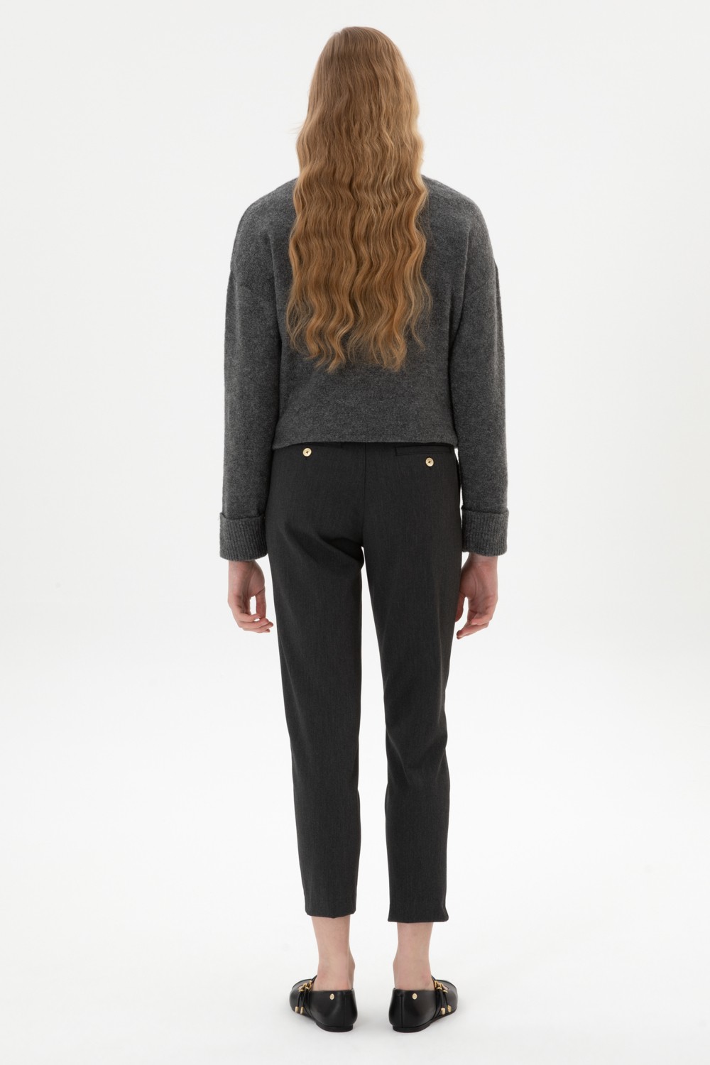 U.S. Polo Assn. Kadın Gri Carrot High Waist Fit Kanvas Pantolon 50318108-VR024 görsel 4