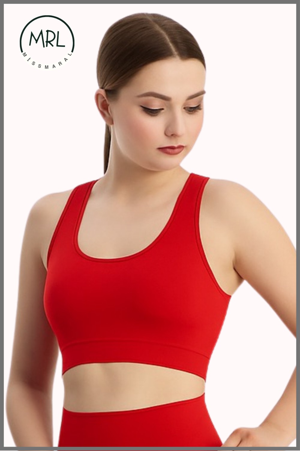 Miss Maral Kadın Siyah Spor Büstiyer Crop Halter Yaka Pedli Toparlayıcı Likralı Dalgıç Havuz Deniz Uygun