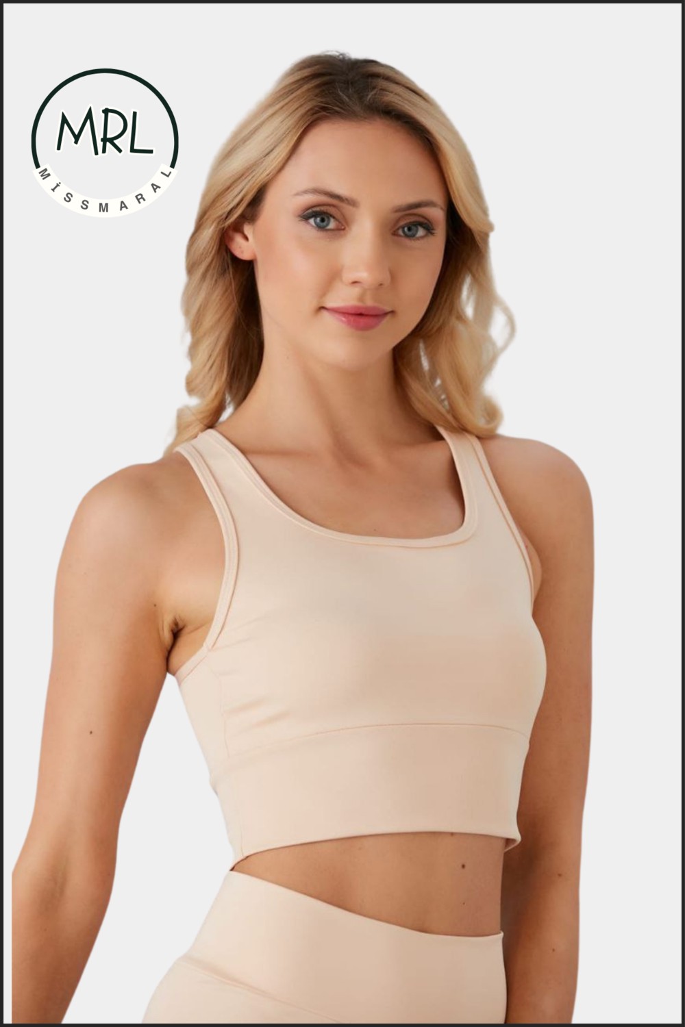 Miss Maral Kadın Siyah Spor Büstiyer Crop Halter Yaka Pedli Toparlayıcı Likralı Dalgıç Havuz Deniz Uygun