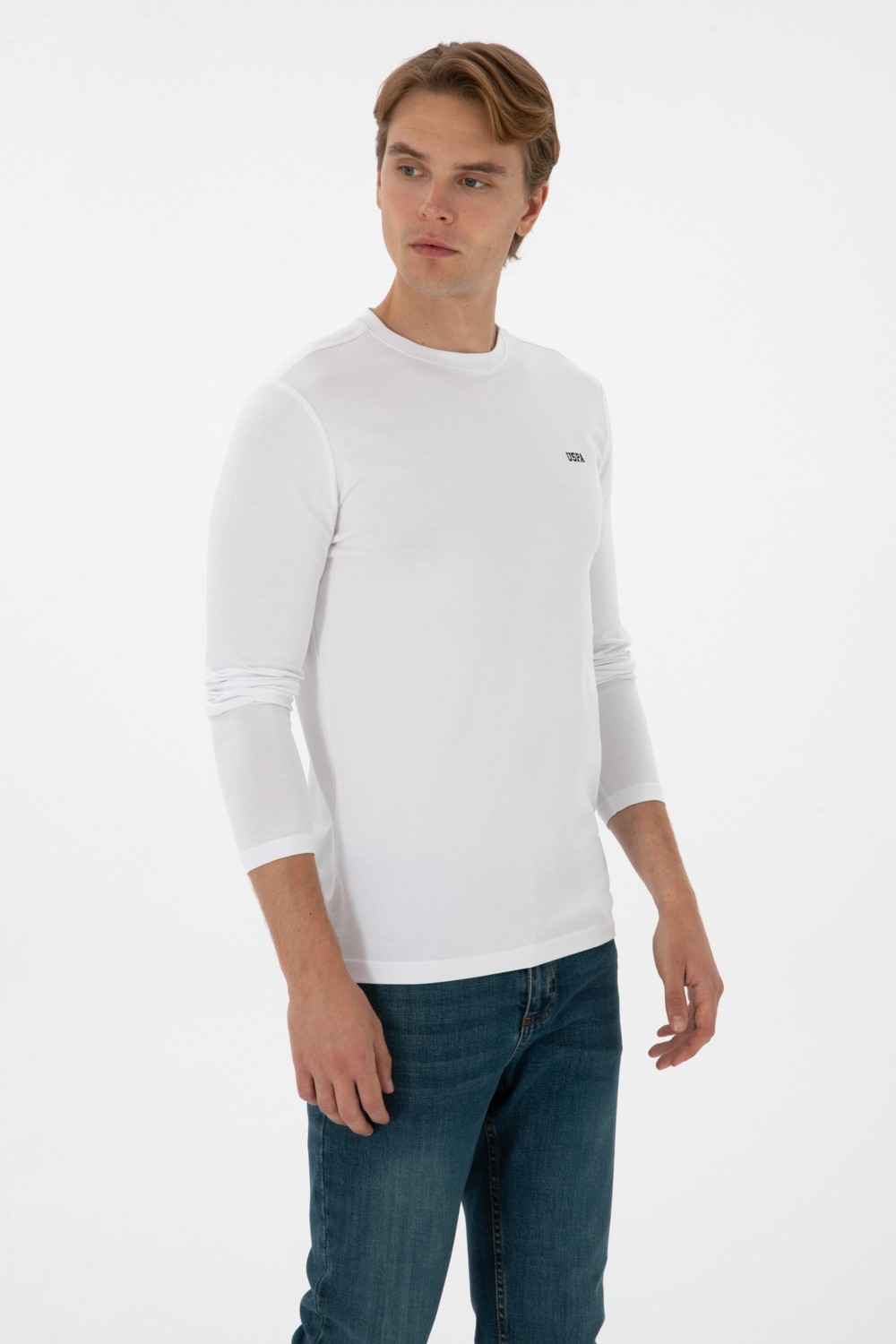 U.S. Polo Assn. Erkek Slim Fit Bisiklet Yaka Siyah Süprem Basic Sweatshirt 50313744-VR046