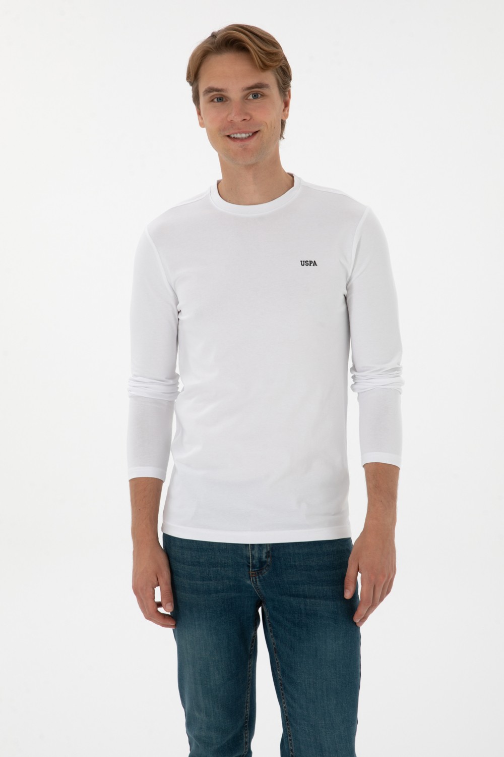 U.S. Polo Assn. Erkek Slim Fit Bisiklet Yaka Siyah Süprem Basic Sweatshirt 50313744-VR046 görsel 3