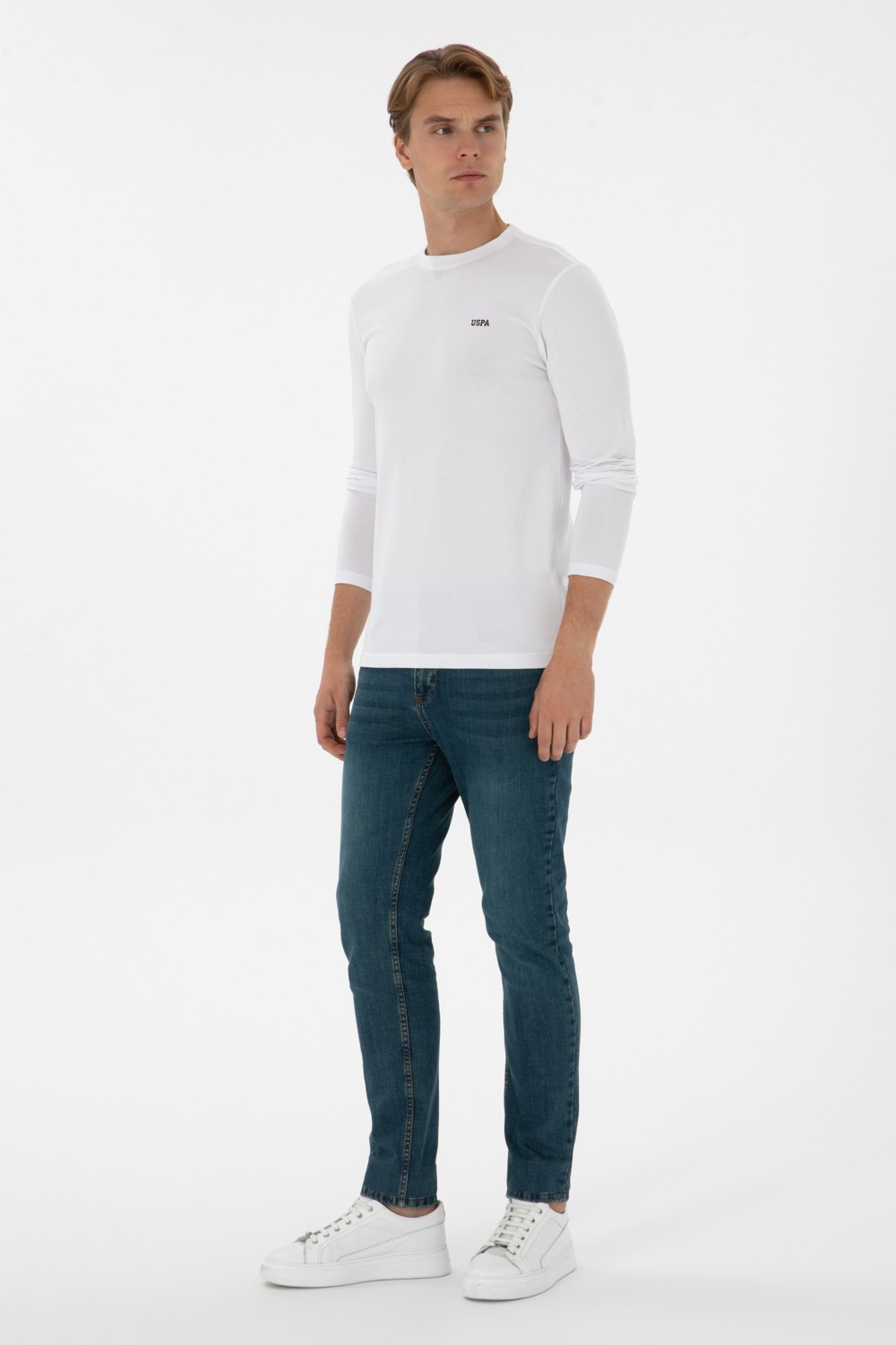 U.S. Polo Assn. Erkek Slim Fit Bisiklet Yaka Siyah Süprem Basic Sweatshirt 50313744-VR046 görsel 4