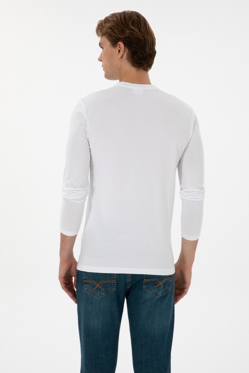 U.S. Polo Assn. Erkek Slim Fit Bisiklet Yaka Siyah Süprem Basic Sweatshirt 50313744-VR046 görsel 5