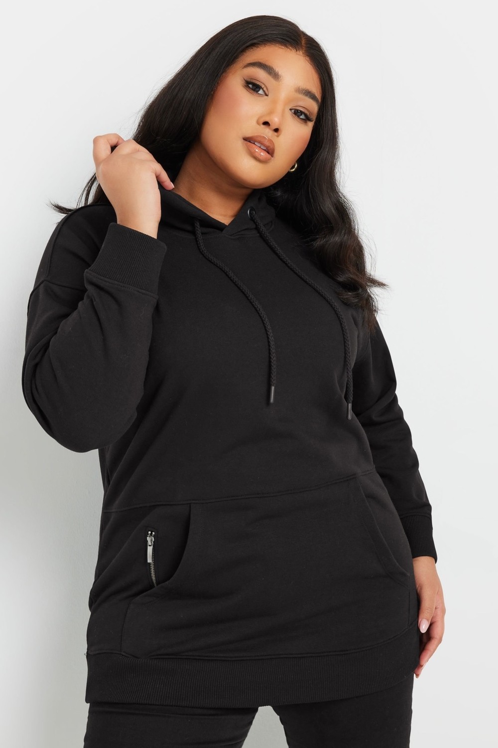 Stil Diva Büyük Beden Kapüşonlu Cepli Fermuar Detaylı Sweatshirt 303800