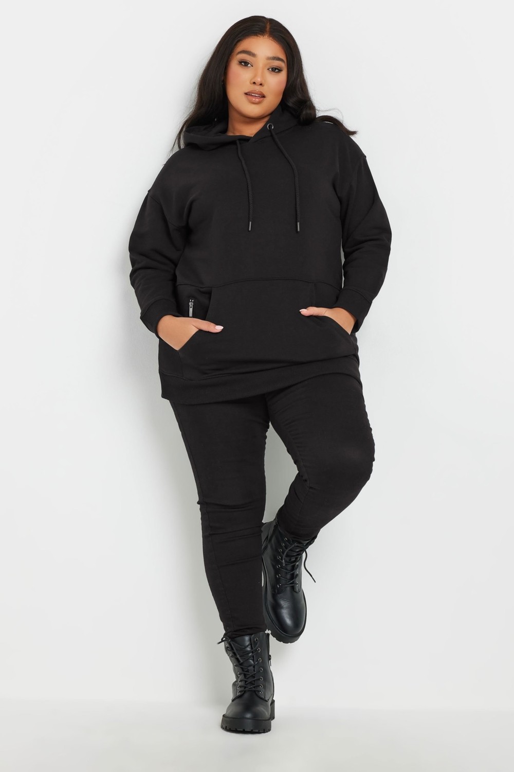 Stil Diva Büyük Beden Kapüşonlu Cepli Fermuar Detaylı Sweatshirt 303800 görsel 2