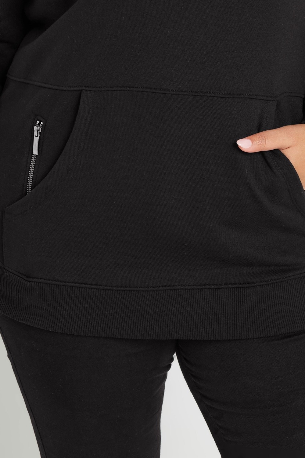 Stil Diva Büyük Beden Kapüşonlu Cepli Fermuar Detaylı Sweatshirt 303800 görsel 6