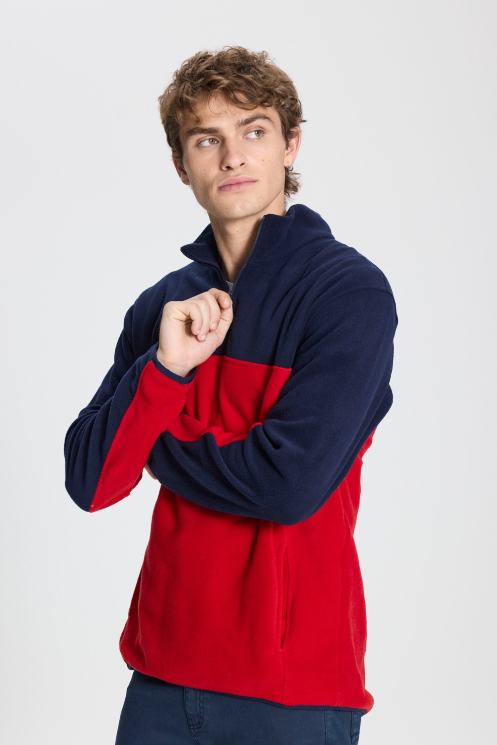 Altınyıldız Classics Erkek Siyah-Açık Melanj Anti-Pilling Tüylenme Yapmayan Standart Fit Dik Yaka Polar Sweatshirt görsel 6