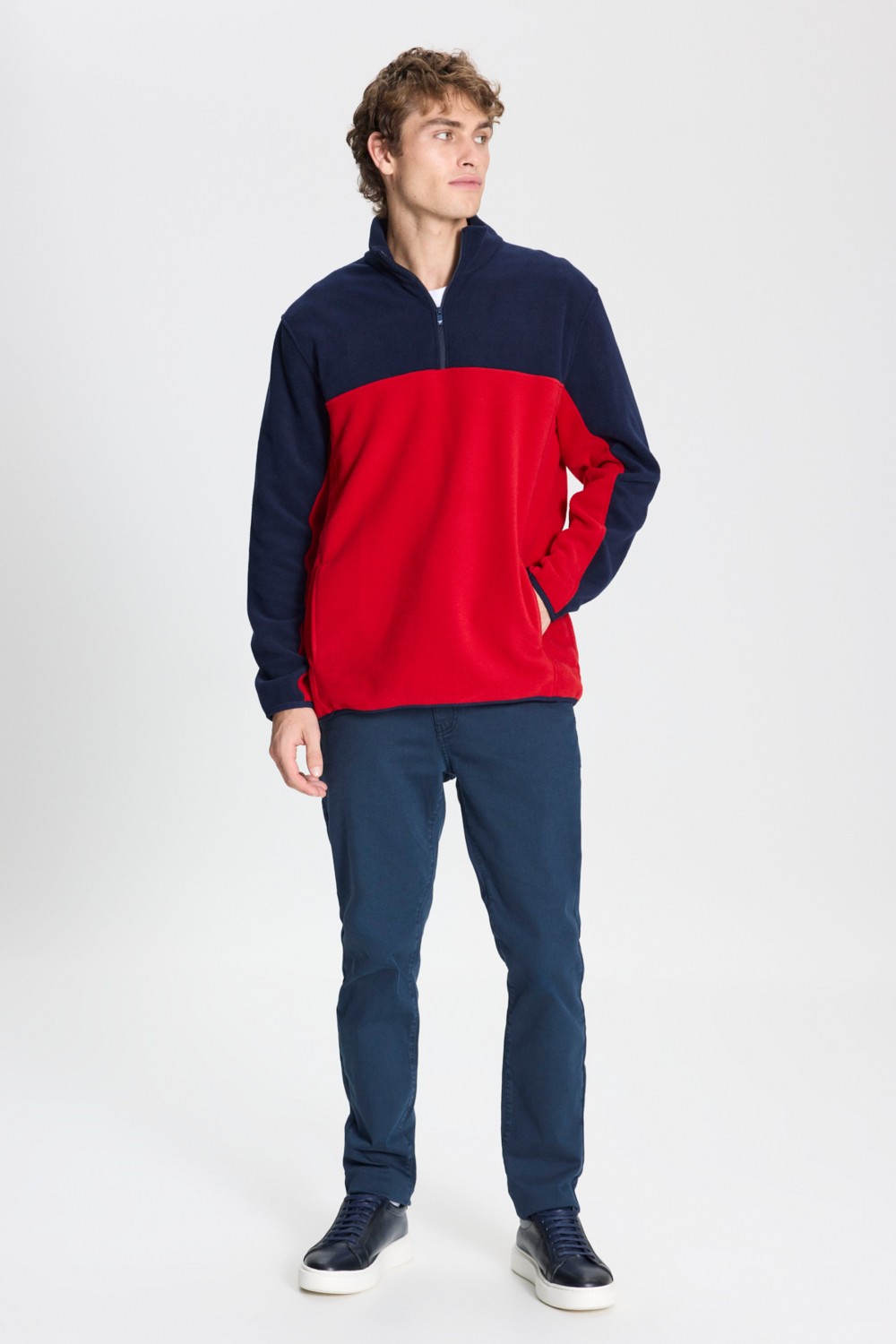Altınyıldız Classics Erkek Siyah-Açık Melanj Anti-Pilling Tüylenme Yapmayan Standart Fit Dik Yaka Polar Sweatshirt görsel 7
