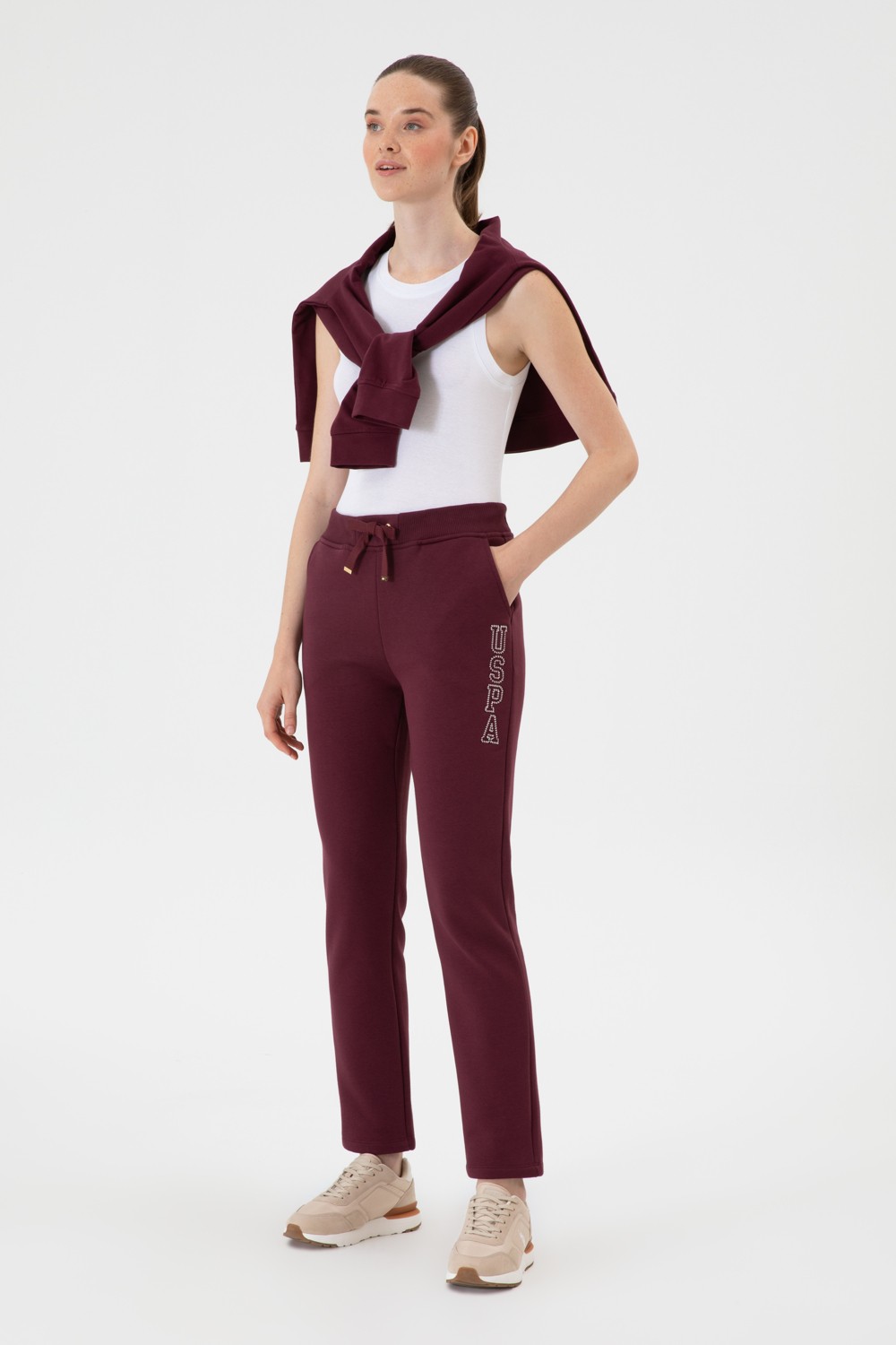 U.S. Polo Assn. Kadın Bordo Şardonlu Eşofman Altı 50313583-VR177