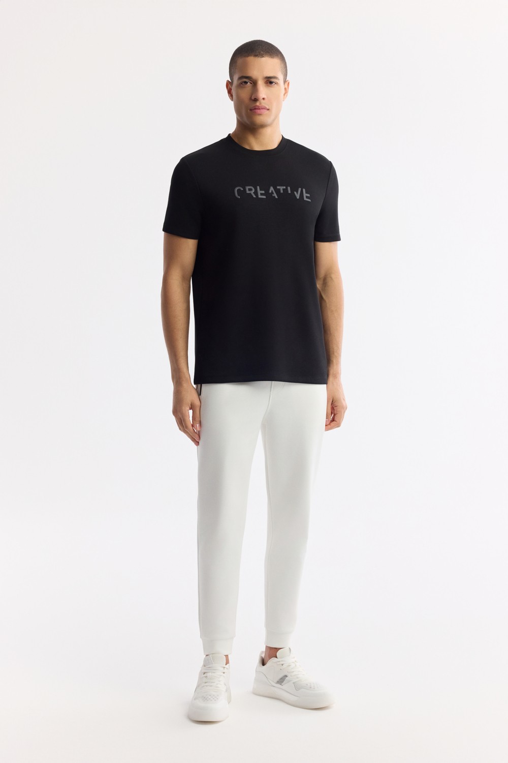 AVVA Erkek Pudra Bisiklet Yaka Baskılı Bi-Stretch İnterlok Regular Fit T-Shirt A51Y1131 görsel 6