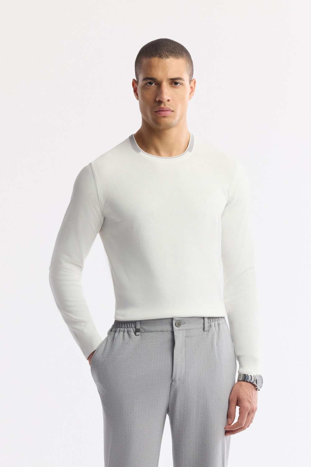 AVVA Erkek Gri Yan Cepli Beli Lastikli Bi-Stretch Teknik Kumaş Comfort Slim Fit Pantolon A51Y3201 görsel 7