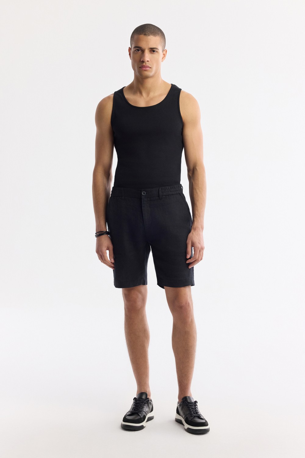 AVVA Erkek Antrasit Beli Lastikli %100 Keten Relaxed Fit Şort B003732 görsel 7