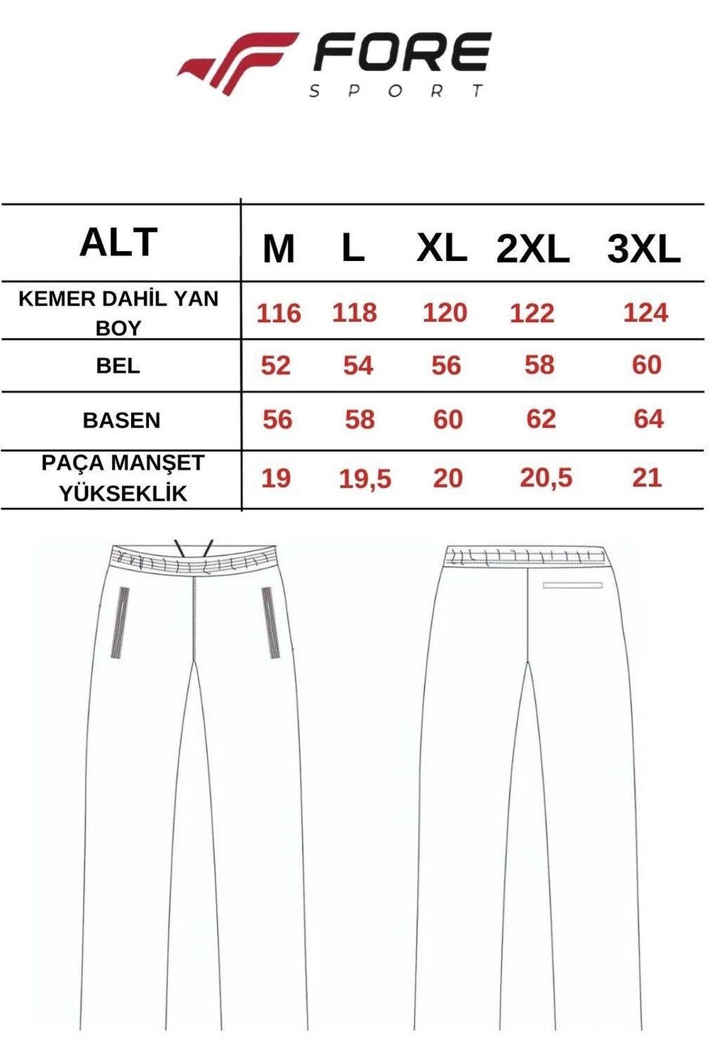 Fore Sport Erkek 2 Iplik Alt Filetolu Eşofman Altı görsel 4